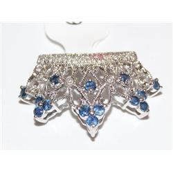 1.00Ctw Diamonds & Cashmere Sapphire Cluster Crow