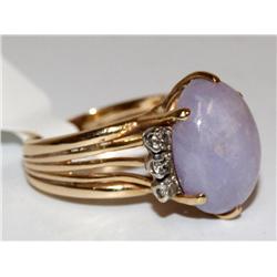 AAA Lavender Jade & Diamonds Heavy Hand Made Ring