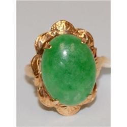 18K Gold Ring With AAA Jade Stone
