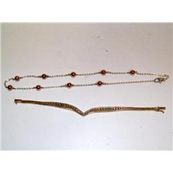 Vermeil Bead Necklace & Tricolor Vermeil Bracelet
