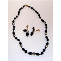 2pcs Designer Vendome Black Facet Crystal Signed