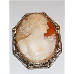1920's Vintage Cameo Hand Engrave Ladies Brooch