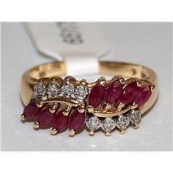 AAA Burmese Ruby & Diamonds Cluster Ladies Ring
