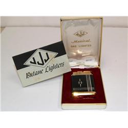 JJJ Musical Gas Lighter Black Diamond Cut Engrave