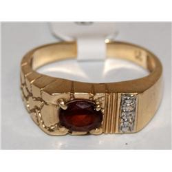 AAA Garnet & Diamonds Nugget Style Ring