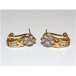 1.00Ctw Diamonds Cluster Ladies Earrings Hoops