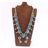 Image 1 : Sterling & Turquoise Squash Blossom Necklace.