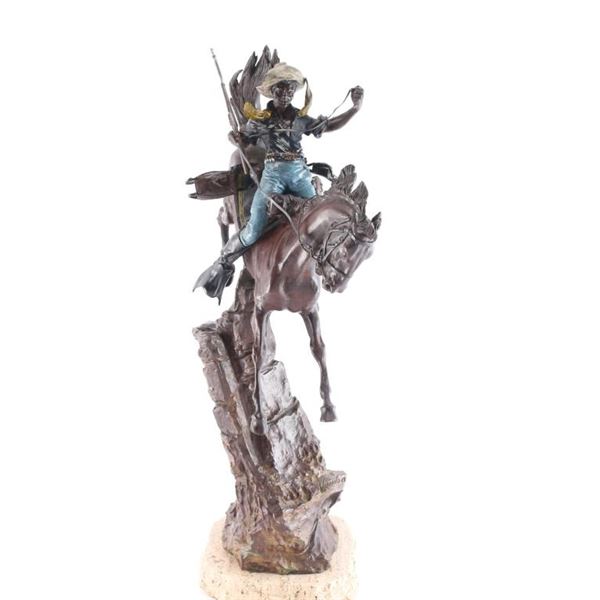 Bronze Sculpture of Trooper on Horseback.