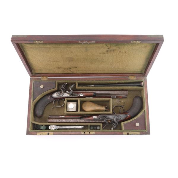 Pair of Original Flintlock Dueling Pistols. 52-54c