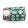 Image 1 : Large Navajo Sterling & Turquoise Watch Cuff.