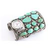 Image 2 : Large Navajo Sterling & Turquoise Watch Cuff.