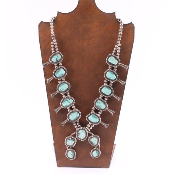 Navajo Light Blue Turquoise Squash Blossom.