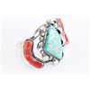 Image 2 : Navajo Turquoise & Coral Cuff.