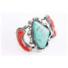 Image 3 : Navajo Turquoise & Coral Cuff.