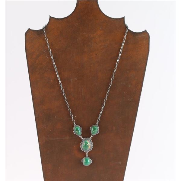 Green Turquoise Y Necklace.