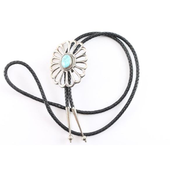 Navajo Sandcast Turquoise Bolo