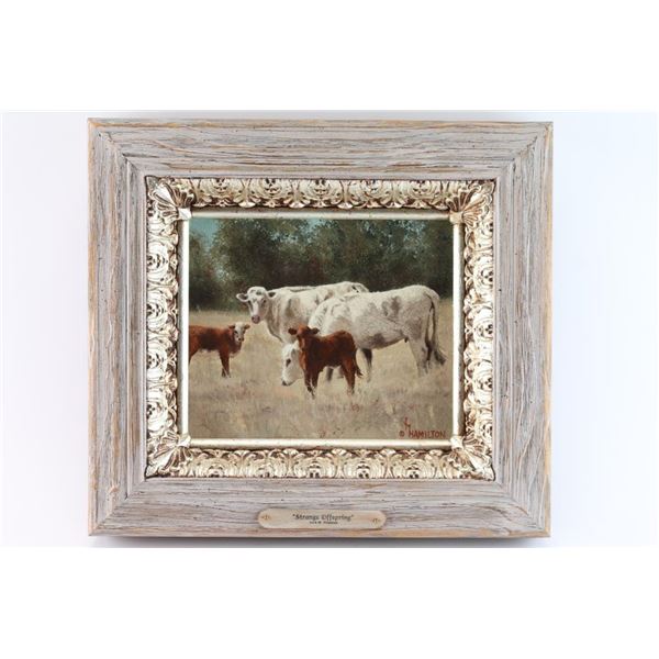 Original Oil on Board of Cows.