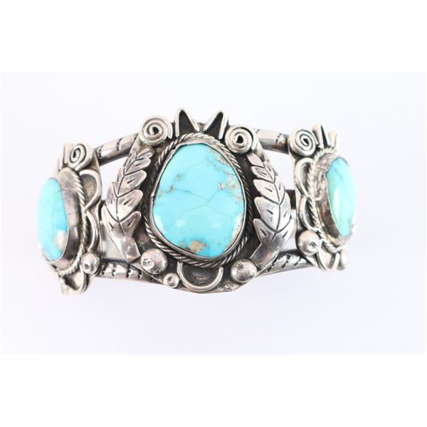 Large Turquoise 3 Stone Cuff.