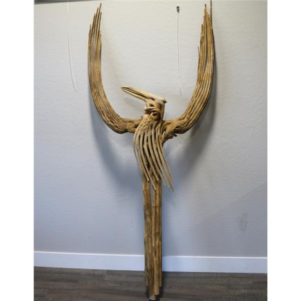 Large Phoenix Bird Saguaro Rib Sculpture.