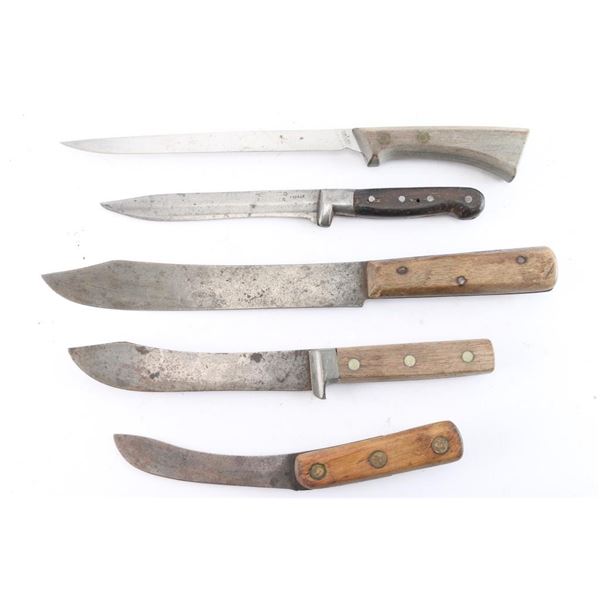 Lot of 5 Steel Butcher Knives