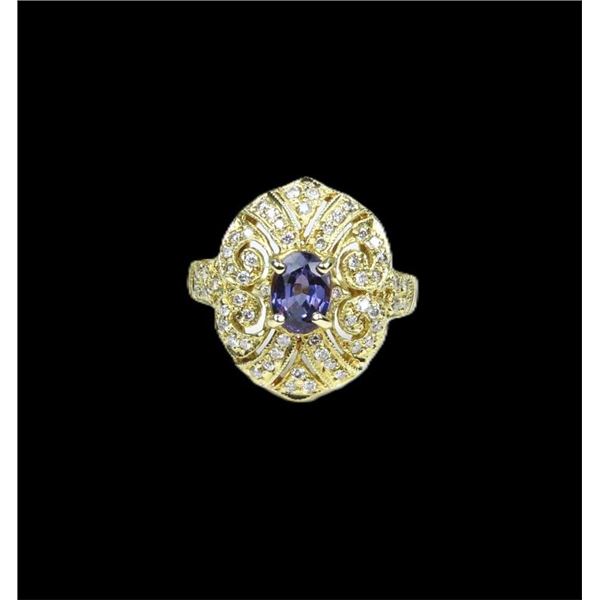 Elegant Blue Sapphire and Diamond Ring