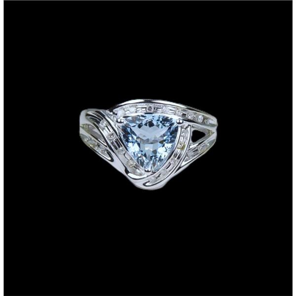 Stylish Trillion Cut Aquamarine and Diamond