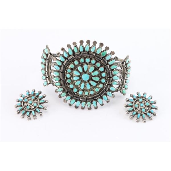 Zuni Pettipoint Turquoise Cluster Cuff.