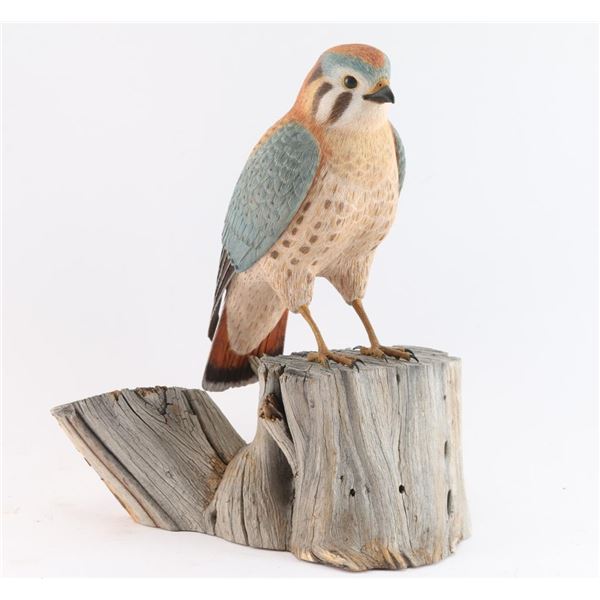 Beautiful Wood Carving of Sparrow Hawk.