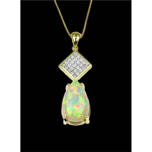 Spectacular Fine Opal and Diamond Pendant