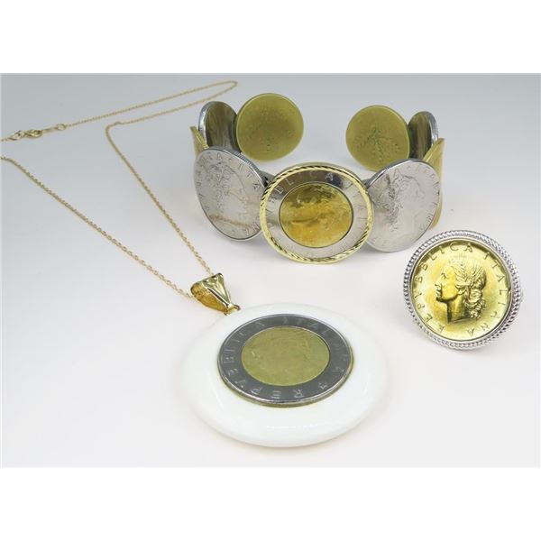 Fascinating 3 Piece Italian Coin Ensemble