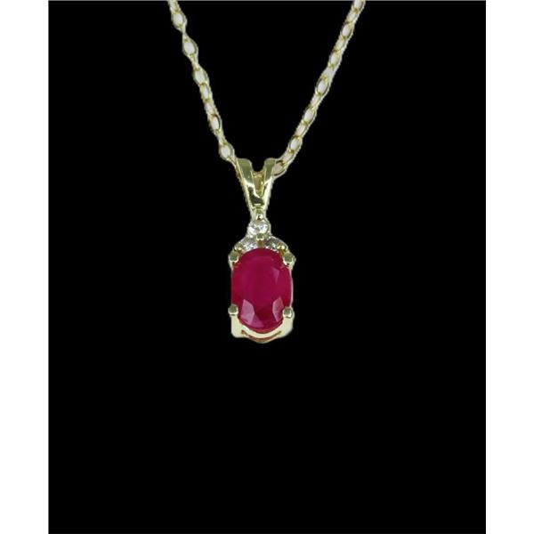Elegant Natural Red Ruby and Diamond Pendant