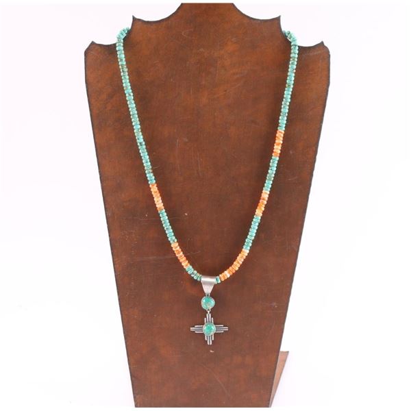Navajo Turquoise & Coral Necklace.