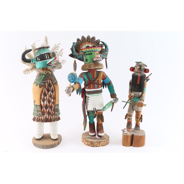 Lot of 3 Signed Kachina Dolls.