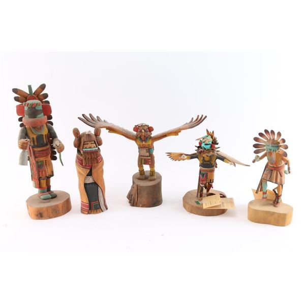 Lot of 5 Carved Kachina Dolls.
