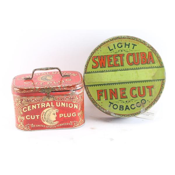 Lot of 2 Tin Pre-WWII Tobacco Cans.
