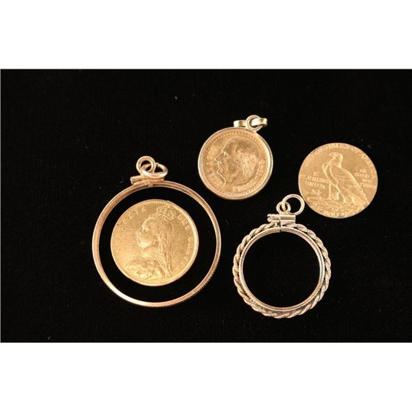 2 Small Gold Coins for Pendants.