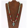 Image 1 : Turquoise Beaded Cross Necklace