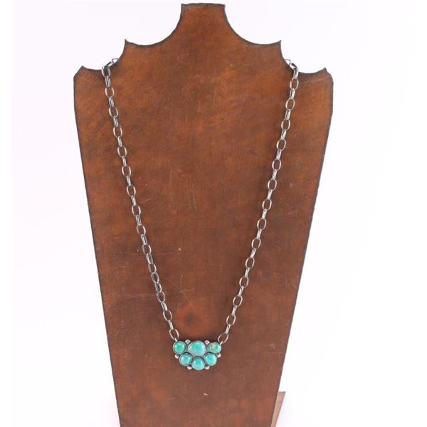 Navajo Turquoise Cluster Necklace.