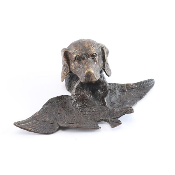 Bronze Bird Dog Ink Well.