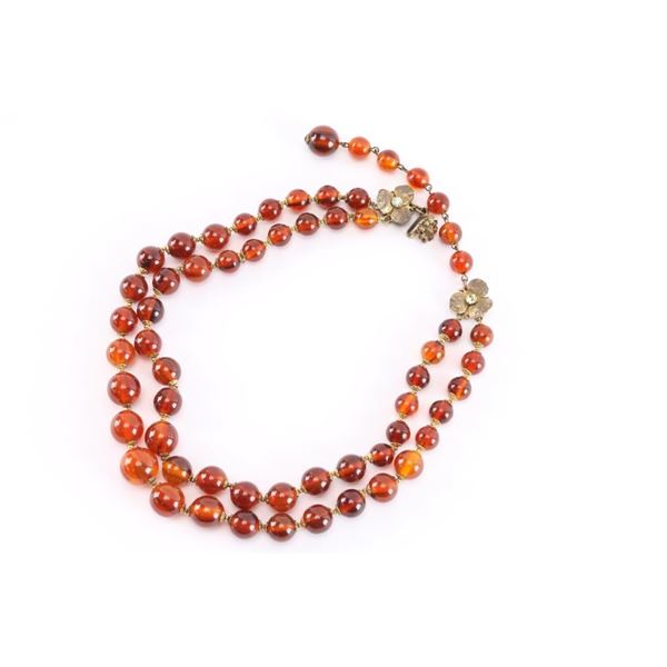 Miriam Haskell Amber Necklace & Vintage Purse.