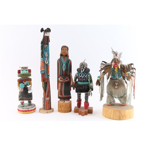 Lot of 5 Carved Kachina Dolls.