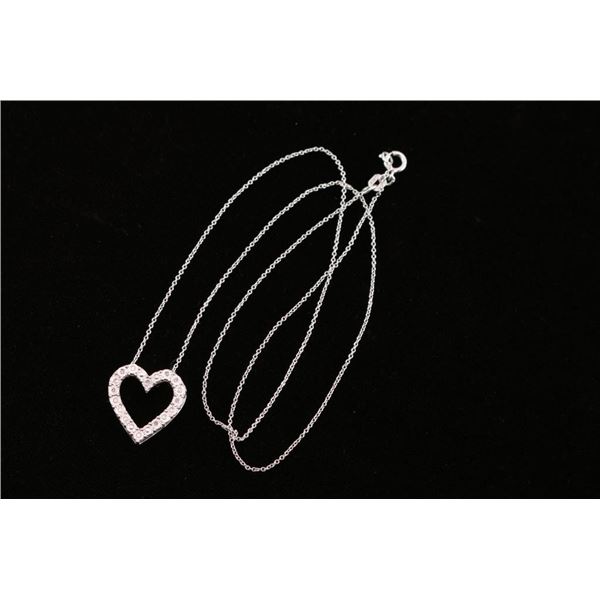 Sterling & Diamond Open Heart Necklace.