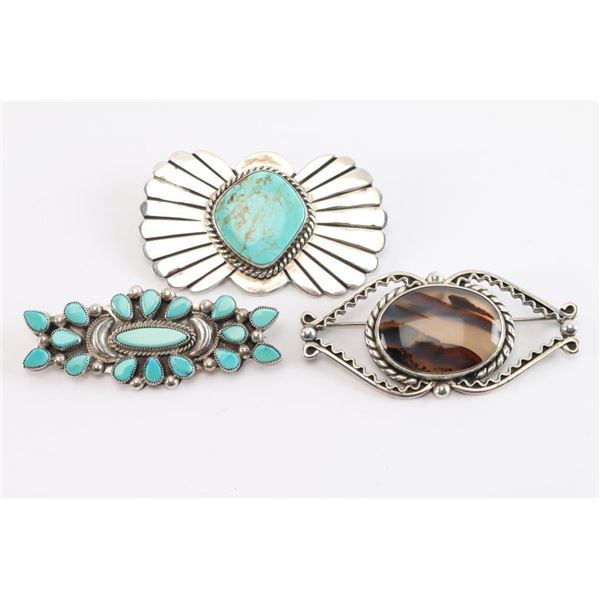 Lot of 3 Navajo Sterling Silver Pins.