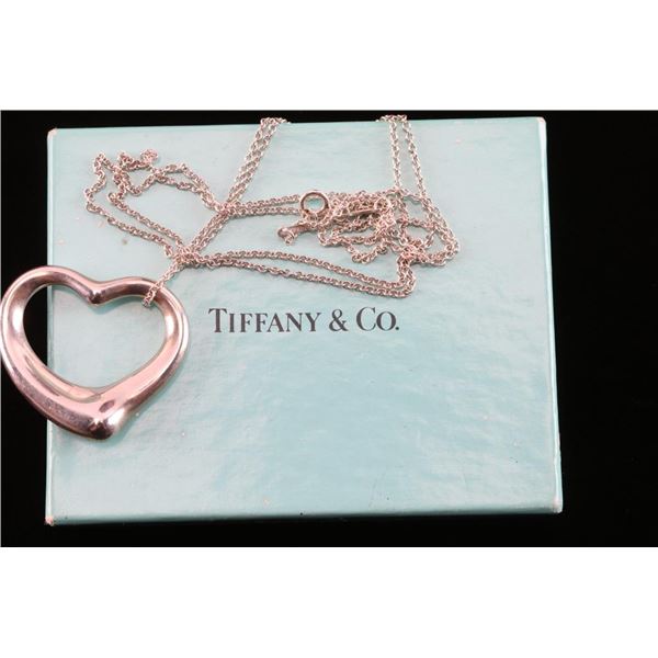Tiffany Sterling Silver Open Heart Necklace.