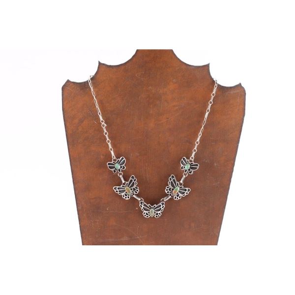 Navajo Green Turquoise Butterfly Necklace