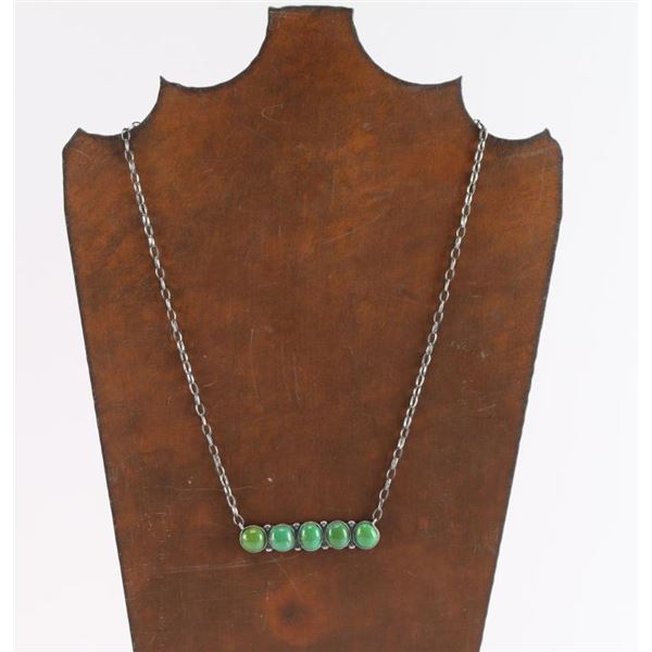 Navajo 5 Stone Turquoise Bar Necklace.