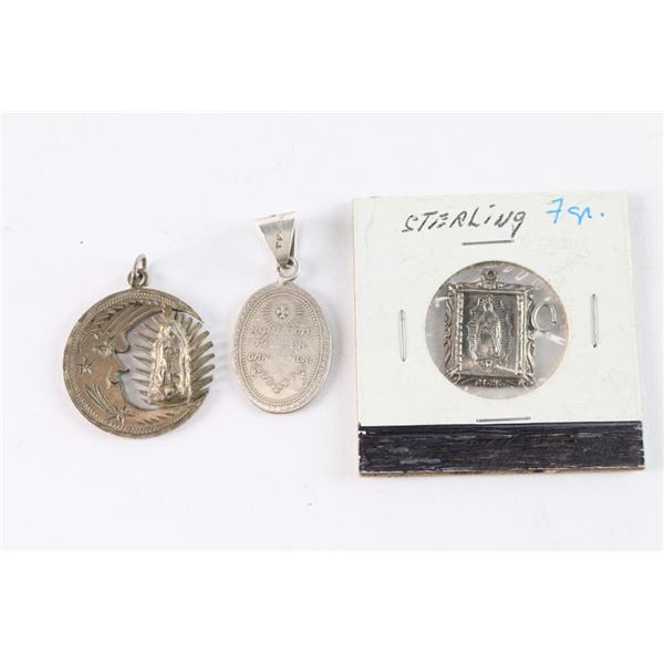 Collection of 3 Mexican Silver Pendants.