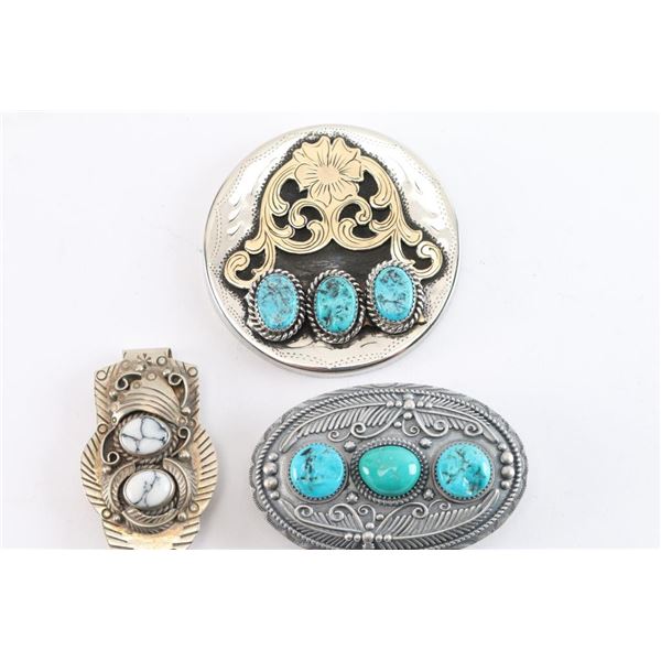 Buckle, Money Clip, Chewing Tobacco Lid.