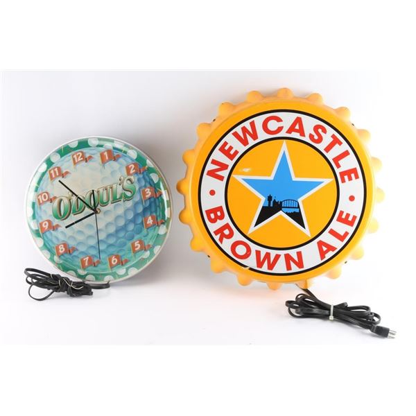 O'Douls Beer Wall Clock&Newcastle Advertiser.