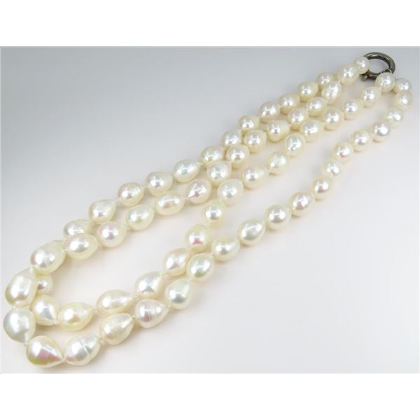 Double Stand White Baroque Pearl Necklace
